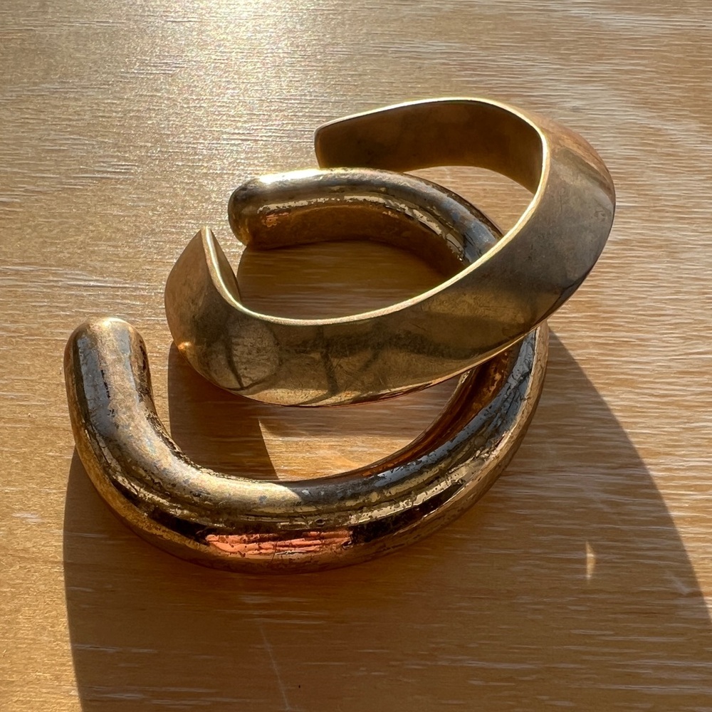 Brass (Gold) Cuff Bangle Bracelets. - image 2